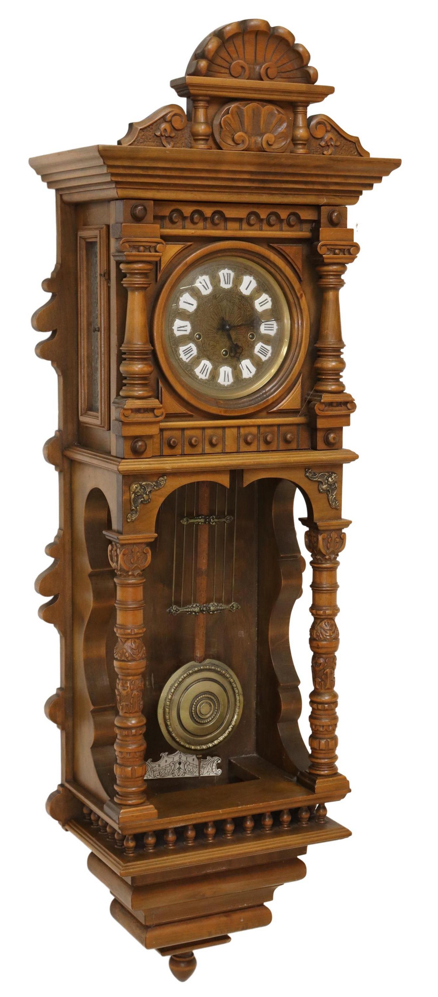 GAZO FAMILY 'LA MESA' CARVED WALNUT WALL CLOCK (1 of 9)