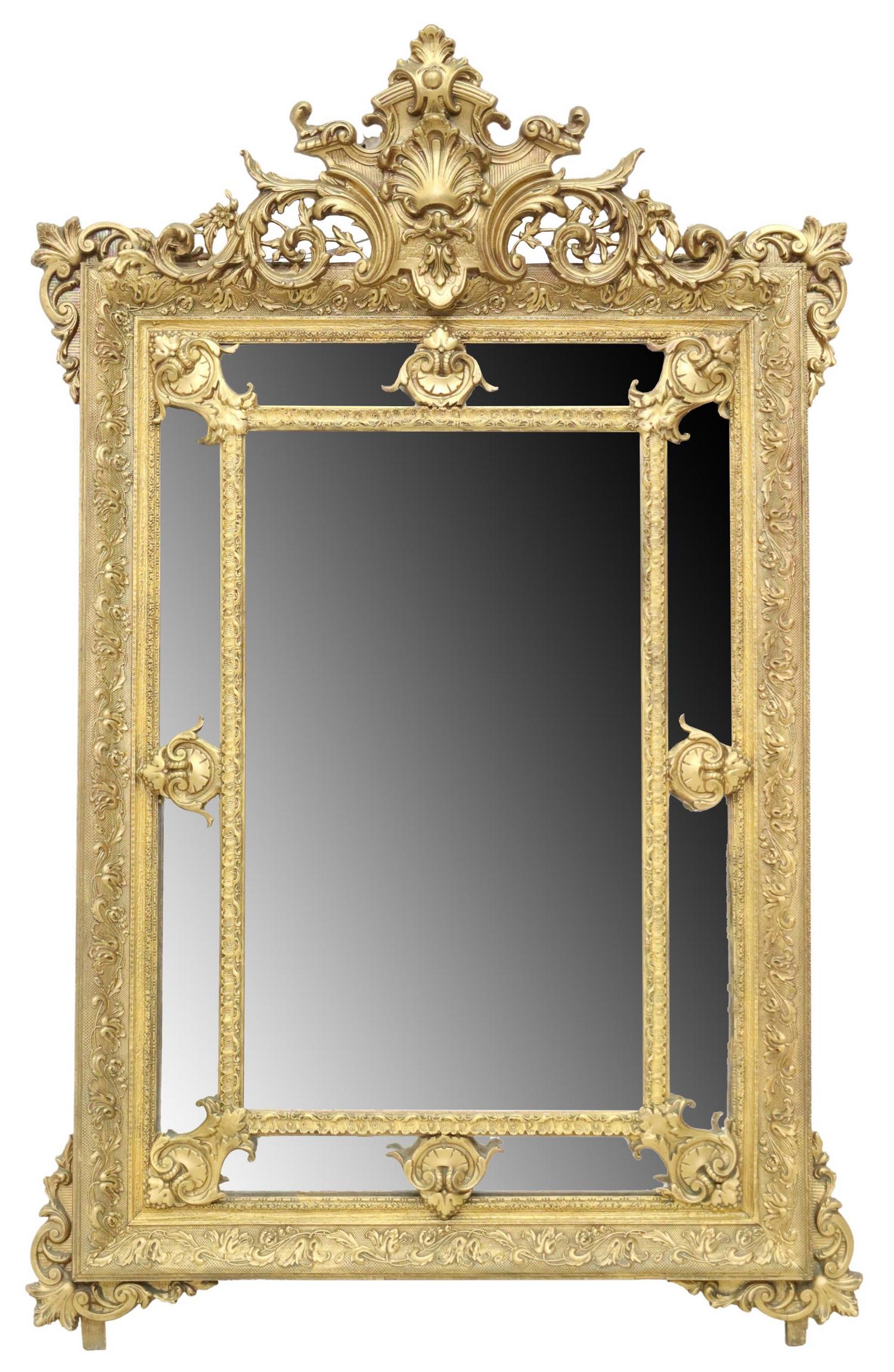FRENCH LOUIS XV STYLE GILTWOOD PARCLOSE MIRROR (1 of 3)