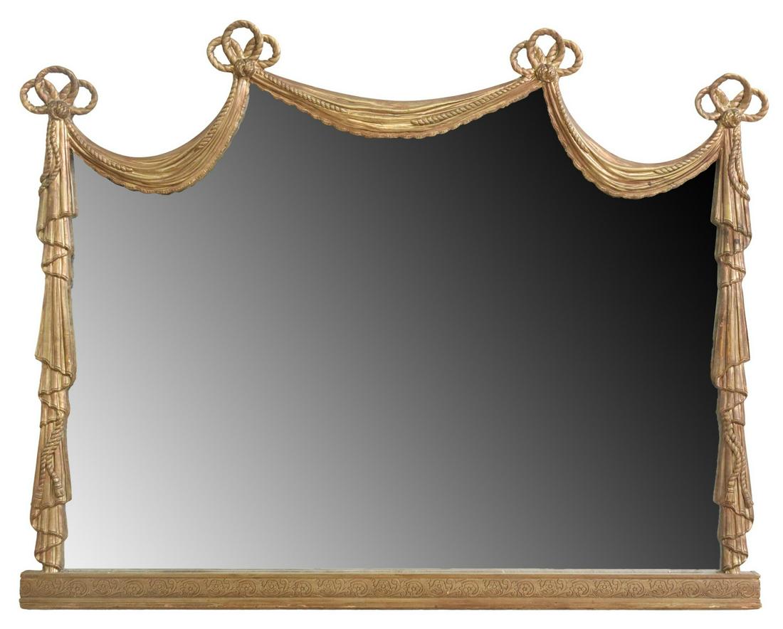 NEOCLASSICAL STYLE GILT CURTAIN FRAMED WALL MIRROR (1 of 3)