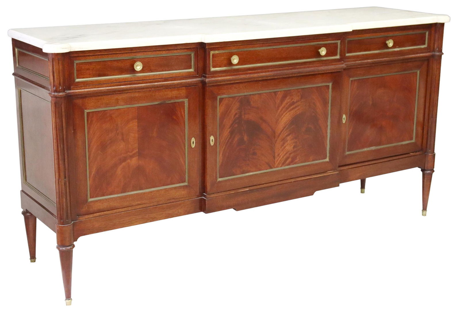 LOUIS XVI STYLE MARBLE-TOP MAHOGANY SIDEBOARD (1 of 6)