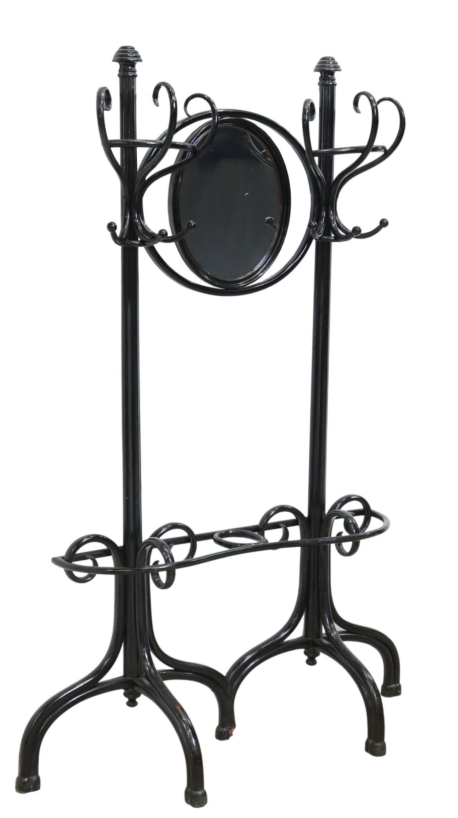 THONET (ATTRIB) ART NOUVEAU BENTWOOD HALL STAND (1 of 3)