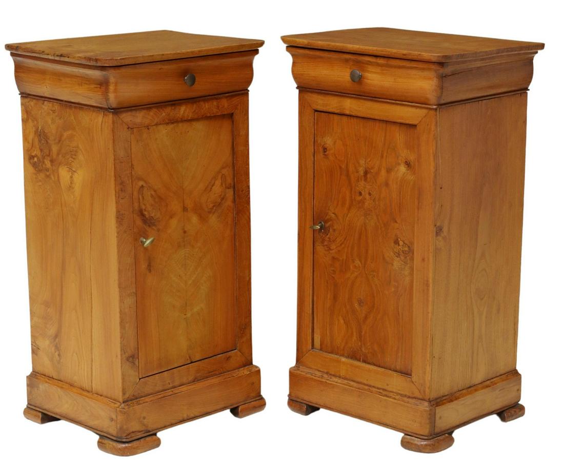 2) FRENCH LOUIS PHILIPPE PERIOD WALNUT NIGHTSTANDS (1 of 6)