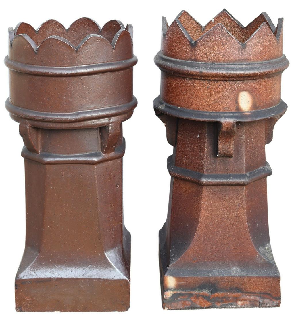 (2) ENGLISH ARCHITECTURAL TURRET-FORM CHIMNEY POTS (1 of 3)