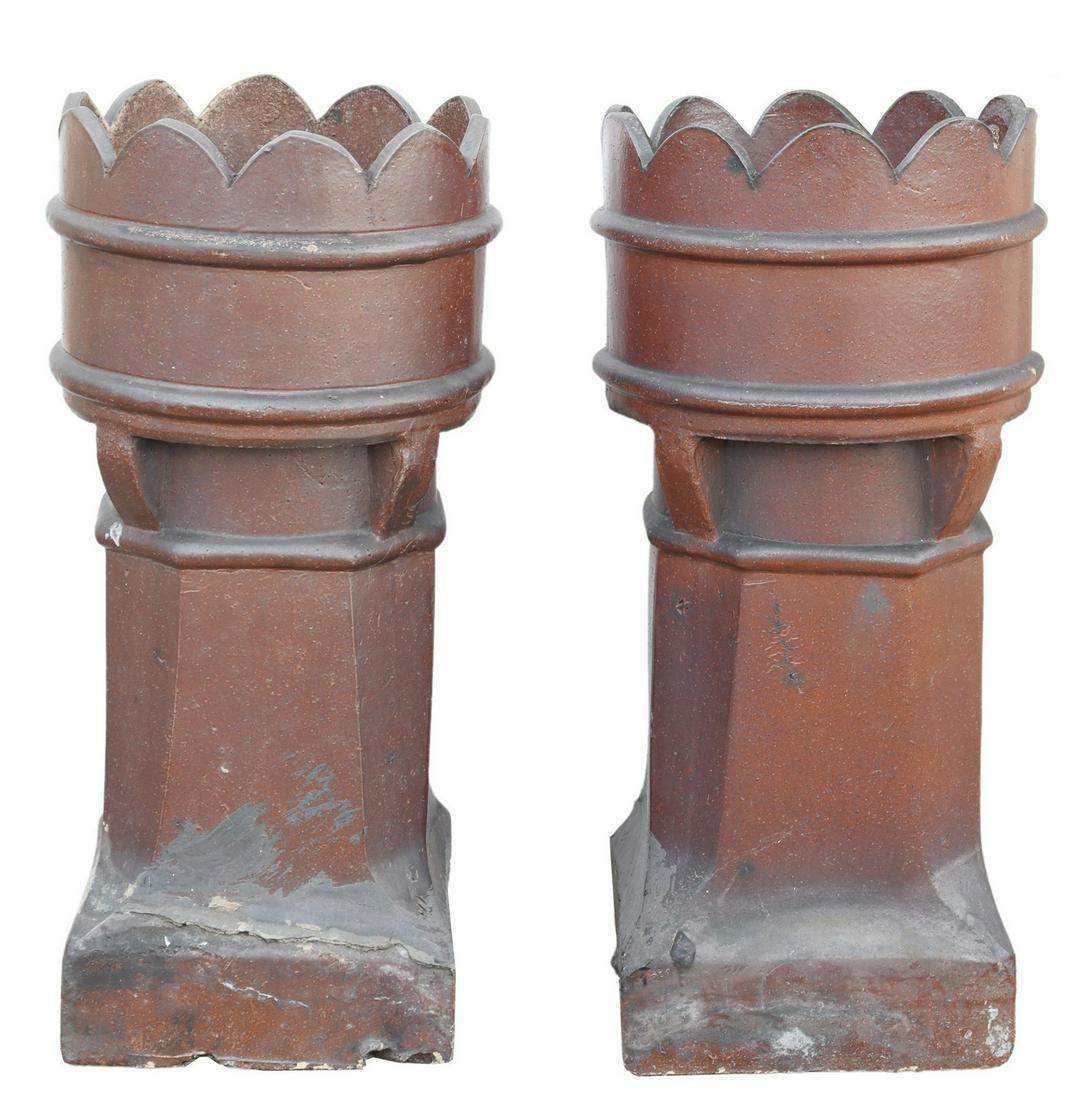 (2) ENGLISH ARCHITECTURAL TURRET-FORM CHIMNEY POTS (1 of 3)