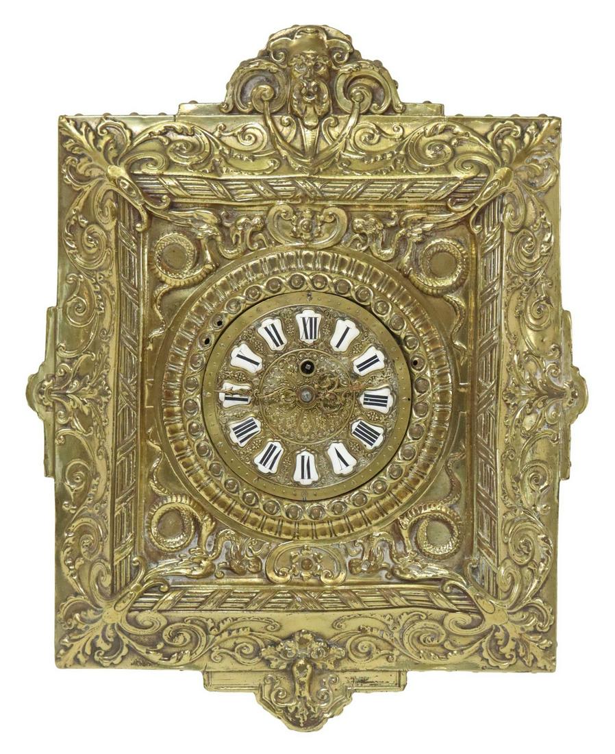 ELABORATE SCROLLWORK BRASS WALL CLOCK (1 of 5)