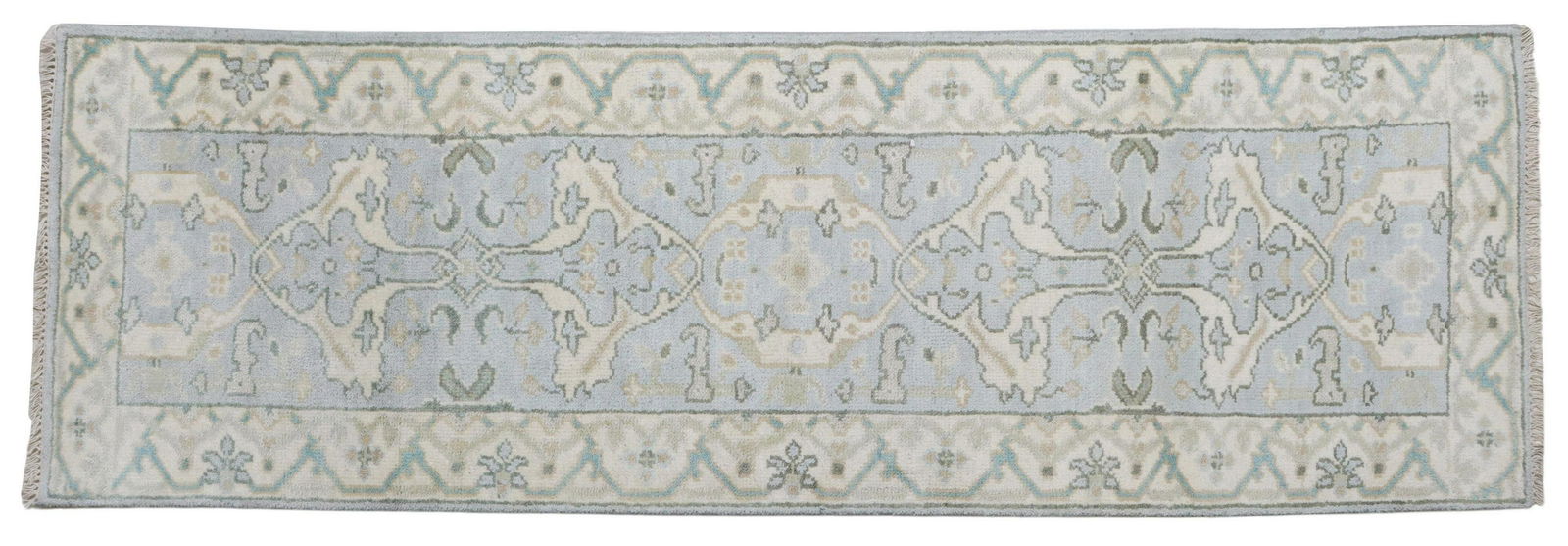 HAND-TIED OUSHAK RUNNER, INDIA, 8'1" X 2'7.5" (1 of 3)