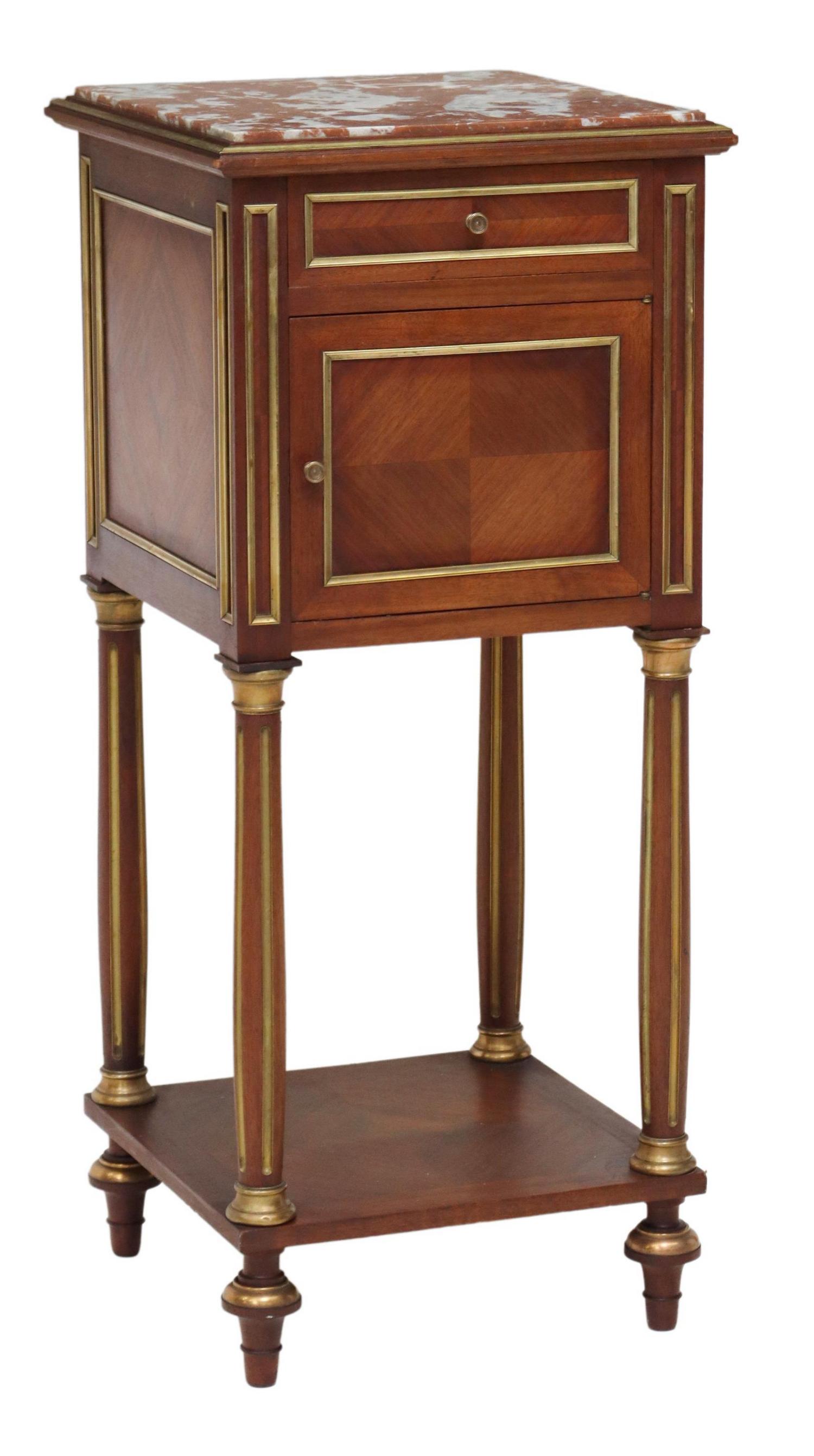 LOUIS XVI STYLE MARBLE-TOP MAHOGANY NIGHTSTAND (1 of 6)