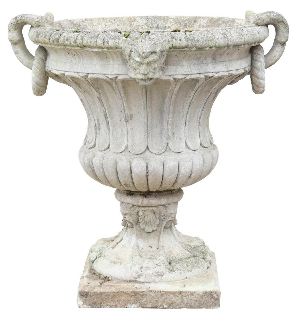 CAST STONE CAMPANA-FORM GARDEN URN PLANTER (1 of 3)