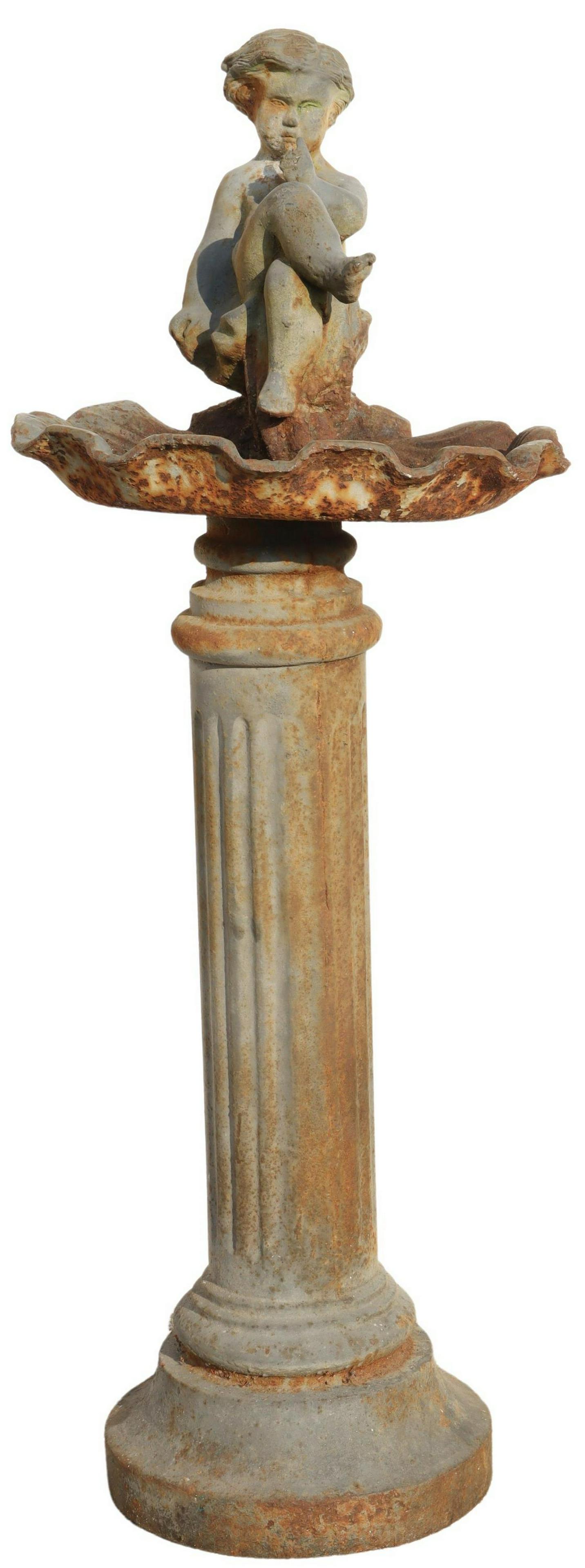 CAST IRON PUTTO & SHELL-FORM BIRD BATH (1 of 4)