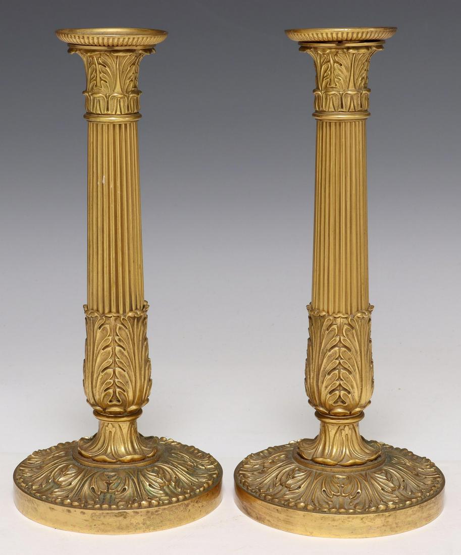 (2) FRENCH NEOCLASSICAL ORMOLU CANDLESTICKS (1 of 4)