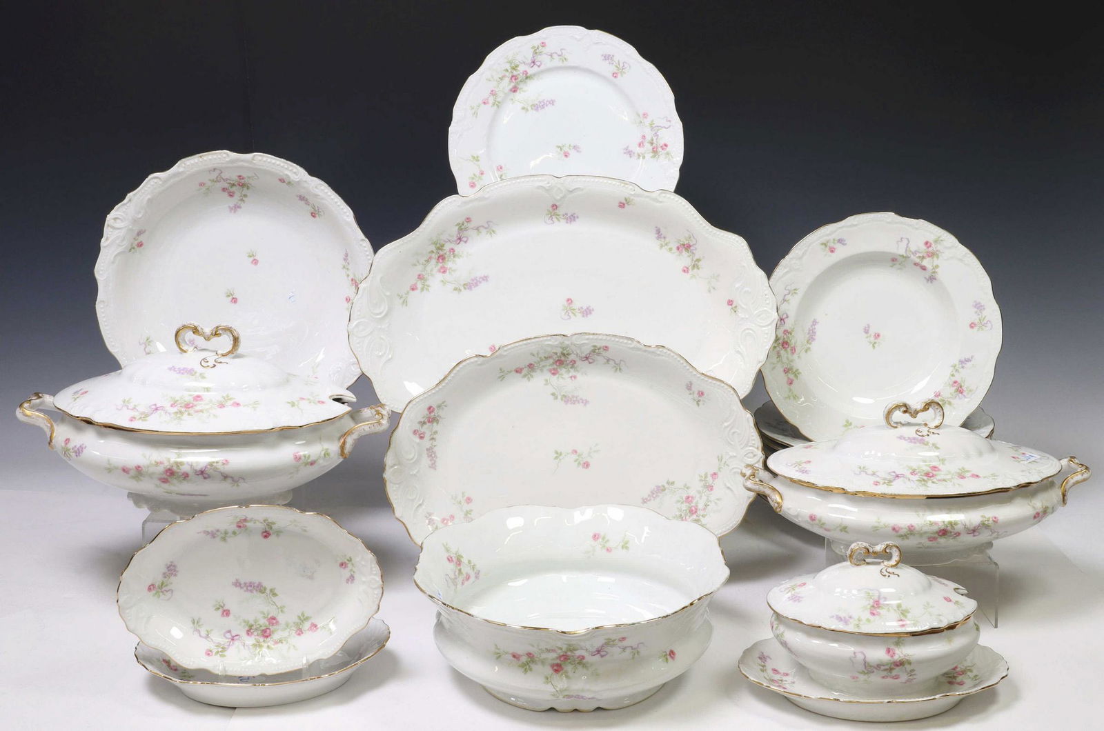 (48) FRENCH LIMOGES PORCELAIN DINNER SERVICE (1 of 5)
