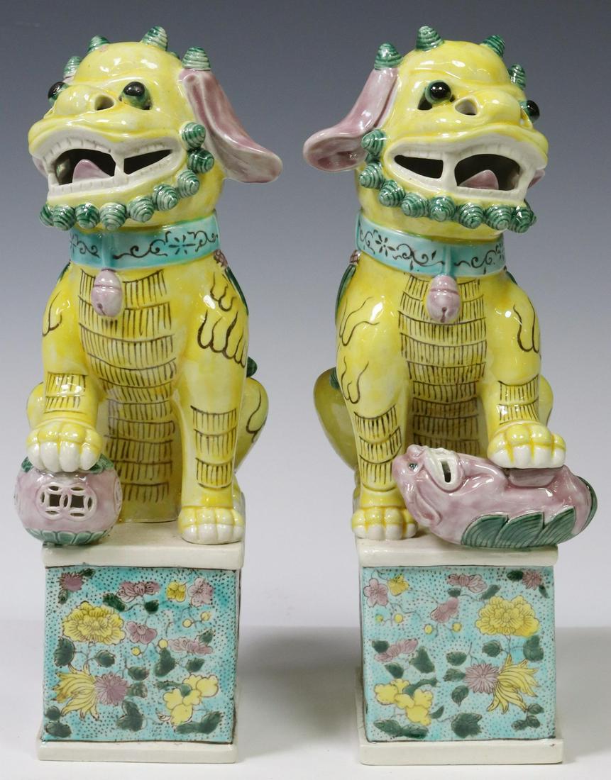 2) CHINESE FAMILLE ROSE PORCELAIN FOO LION CENSERS (1 of 4)