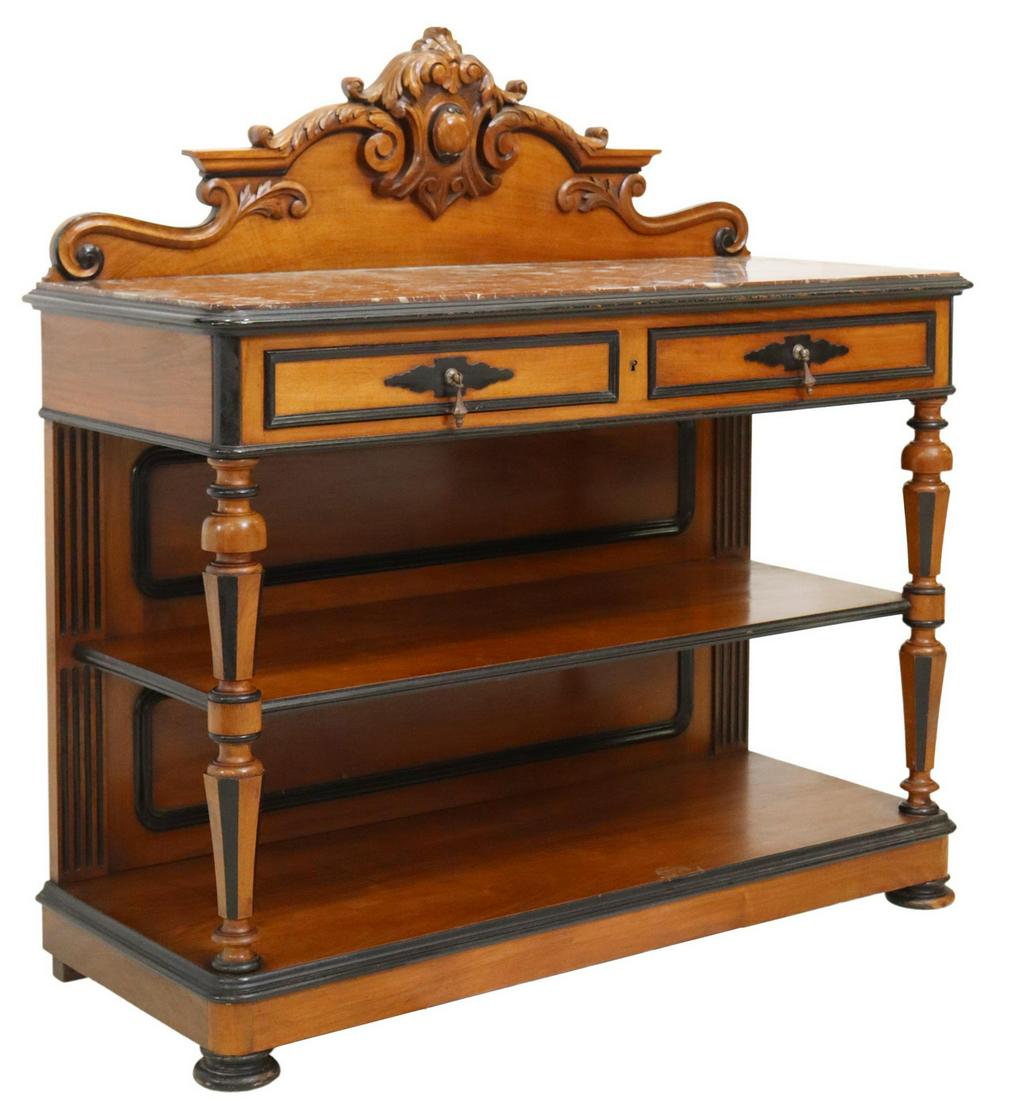 FRENCH NAPOLEON III PERIOD PARCEL EBONIZED SERVER (1 of 5)