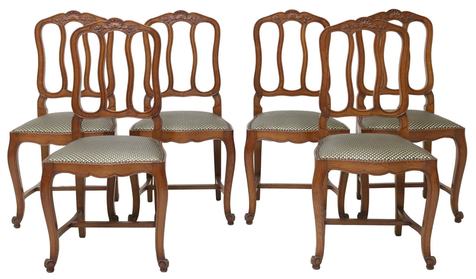 (6) FRENCH LOUIS XV STYLE CARVED OAK DINING CHAIRS (1 of 4)
