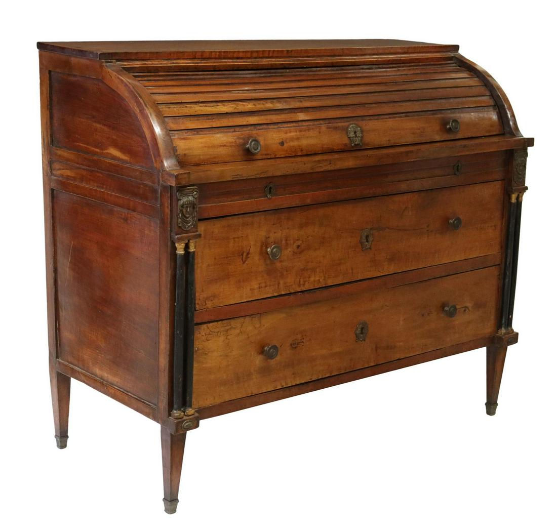 FRENCH EMPIRE PERIOD WALNUT BUREAU A CYLINDRE (1 of 8)