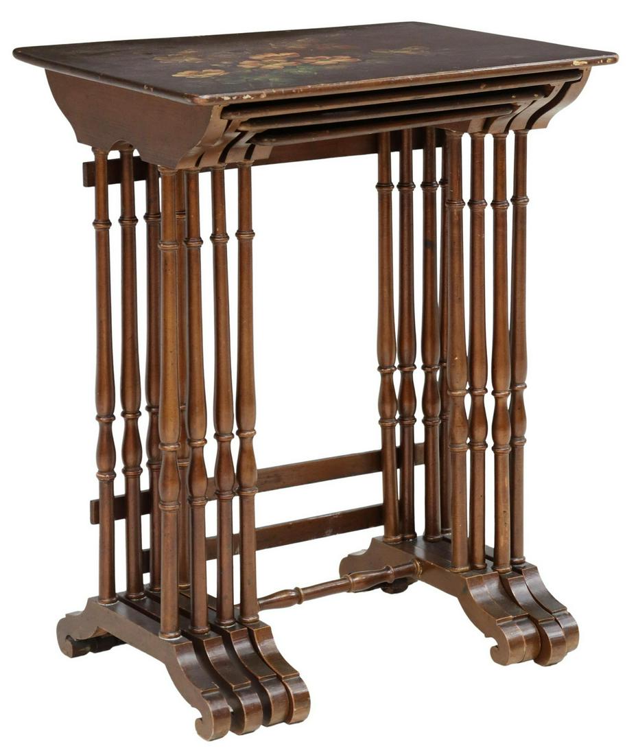 (4) FLORAL PAINTED NESTING TABLES (1 of 5)