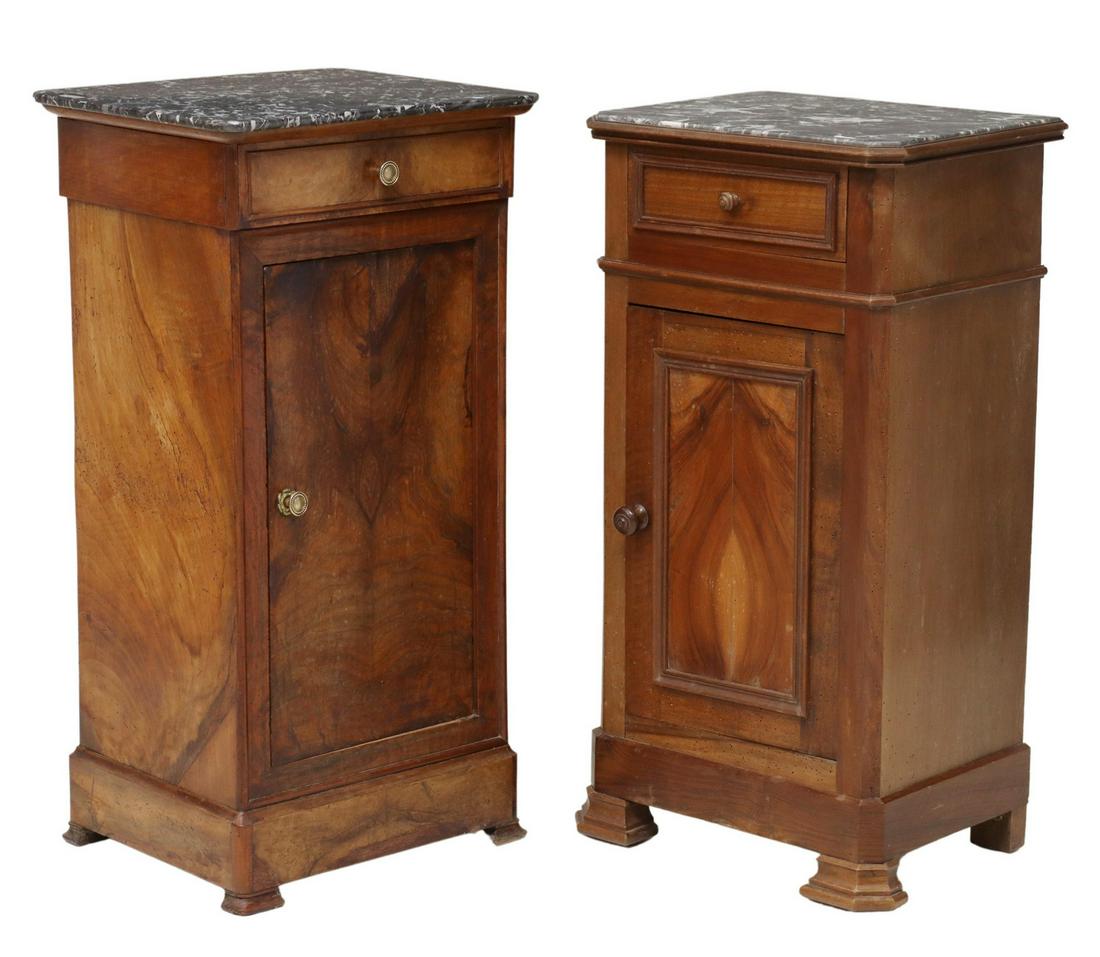 2) FRENCH LOUIS PHILIPPE PERIOD WALNUT NIGHTSTANDS (1 of 6)