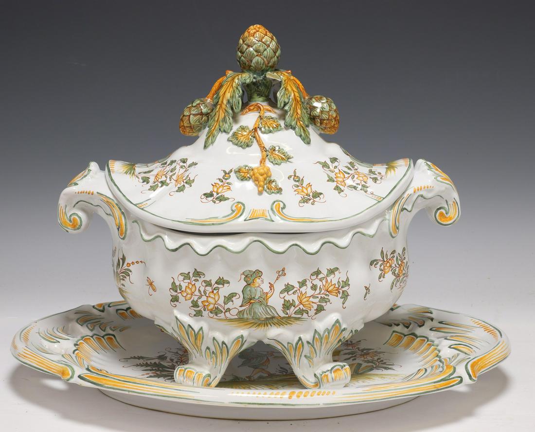 (2) FRENCH FAIENCE TUREEN & UNDERPLATE (1 of 5)