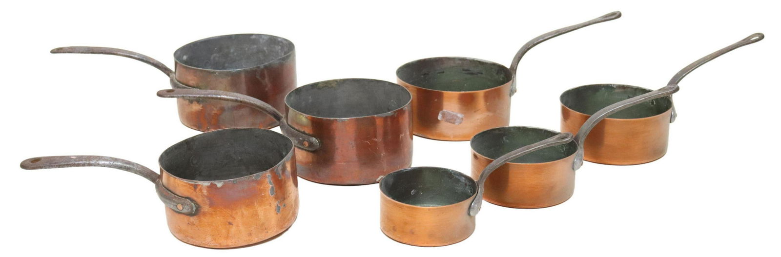 (7) CONTINENTAL COPPER & IRON GRADUATED SAUCEPANS (1 of 5)