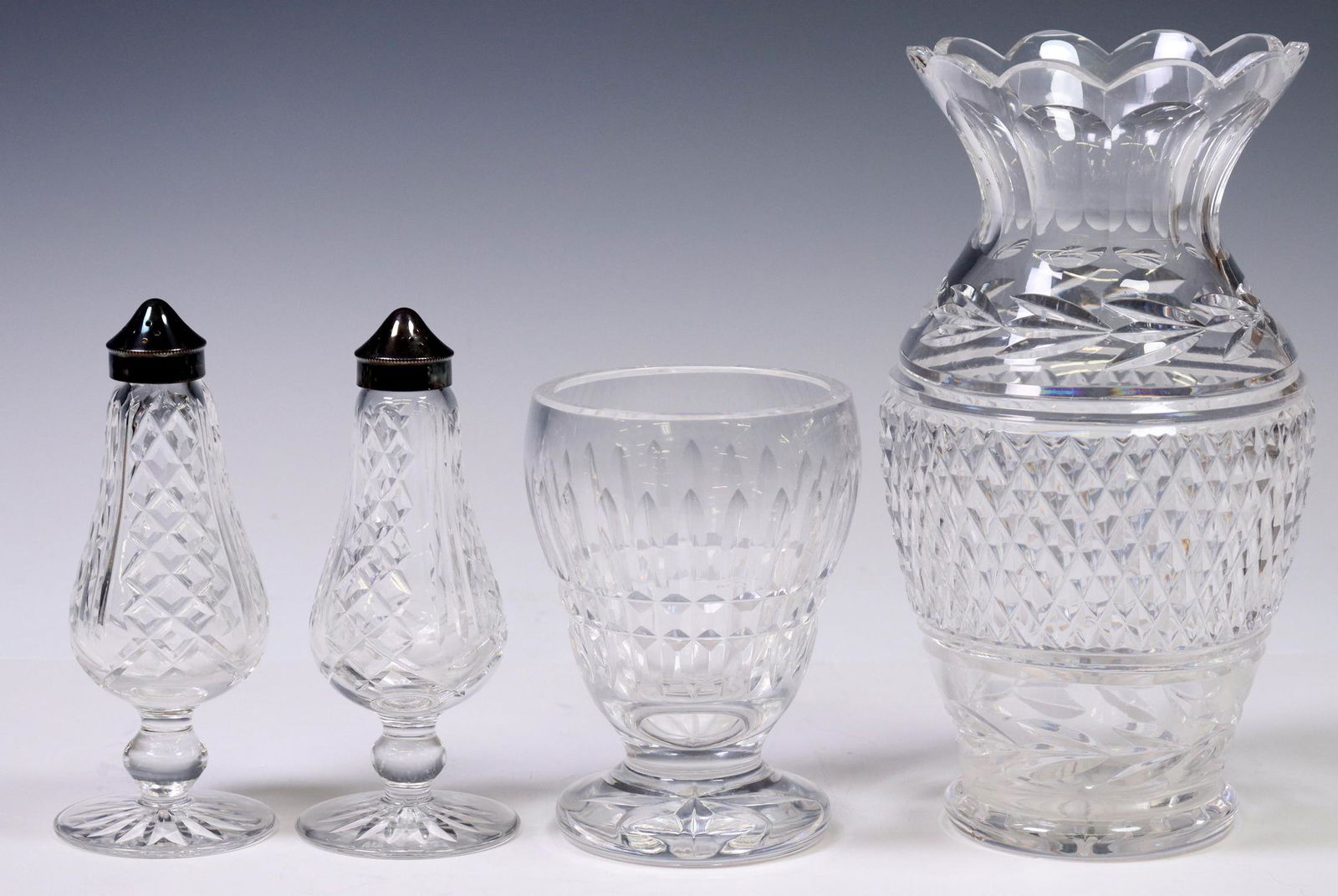 (4) WATERFORD CRYSTAL SALT & PEPPER SHAKERS, VASES (1 of 3)