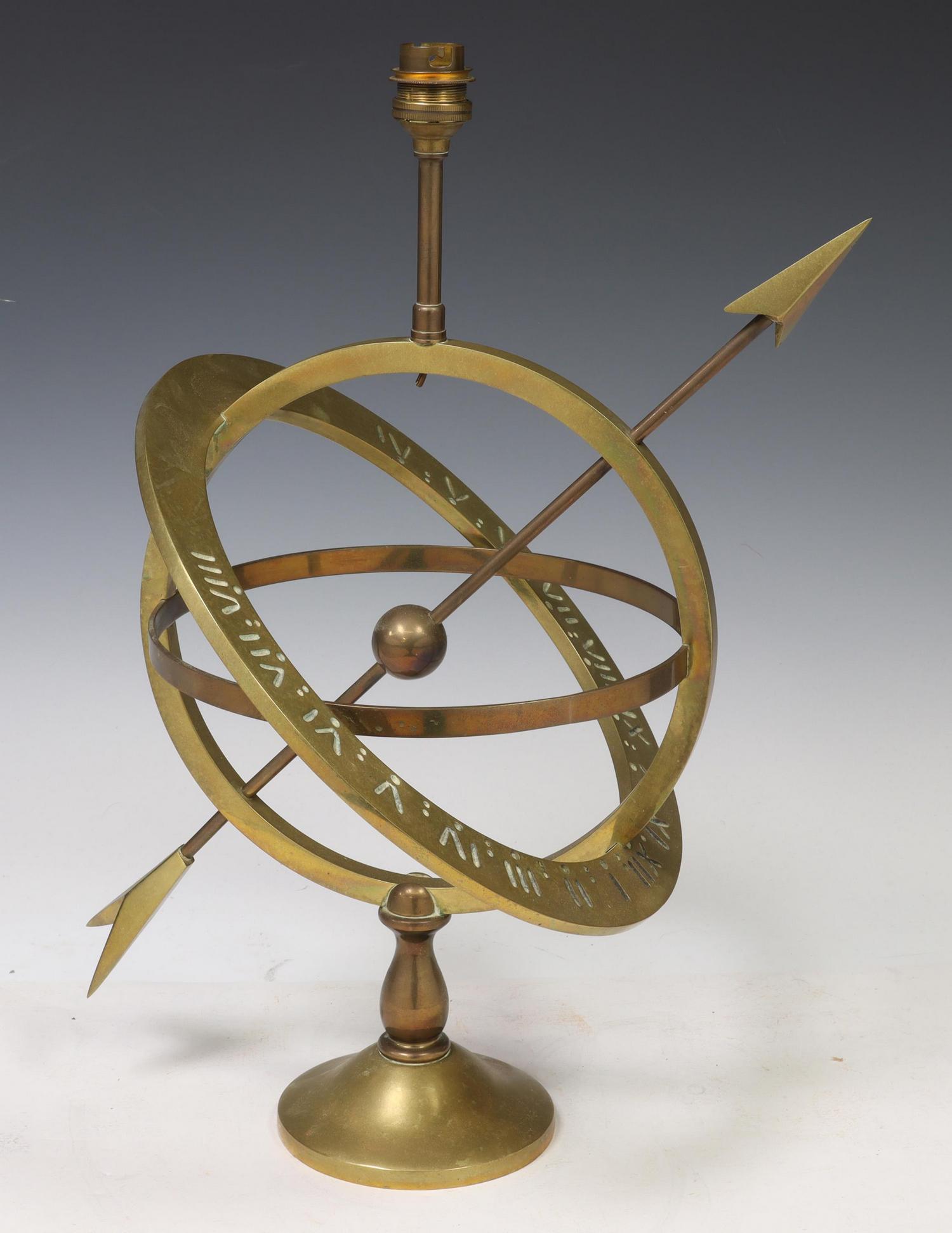 ARCHITECTURAL BRASS ARMILLARY SPHERE TABLE LAMP (1 of 3)