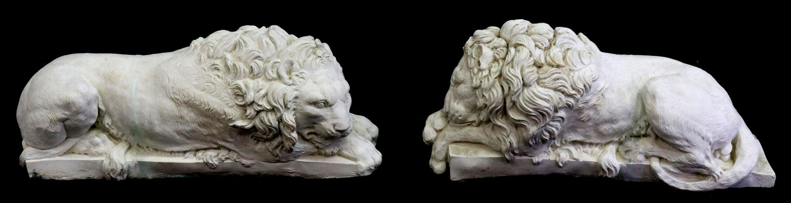 (2) CAST PLASTER RECUMBENT CANOVA LIONS SCULPTURE (1 of 3)
