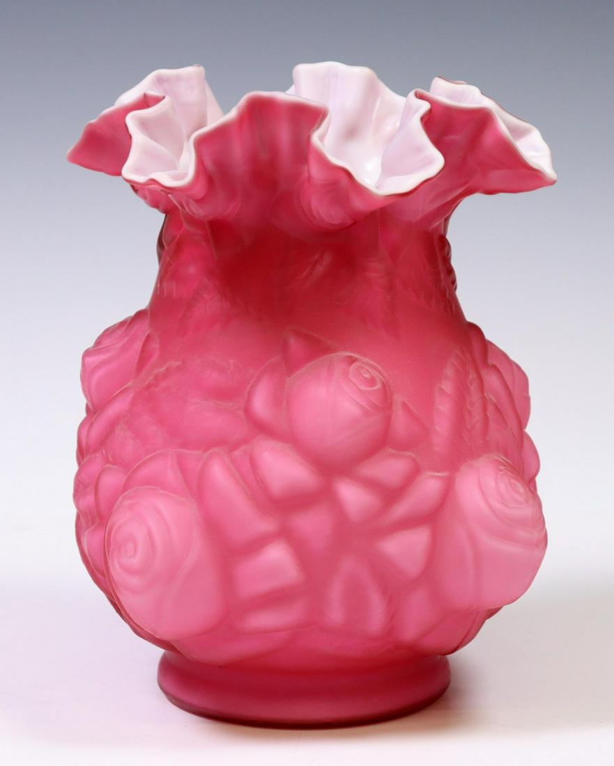 FENTON 'PUFFY ROSE' CASED GLASS VASE FOR LG WRIGHT (1 of 4)