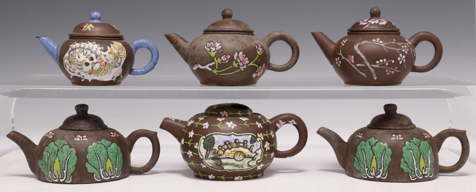 (6) CHINESE MINIATURE CLAY TEAPOTS IN BOXES (1 of 5)