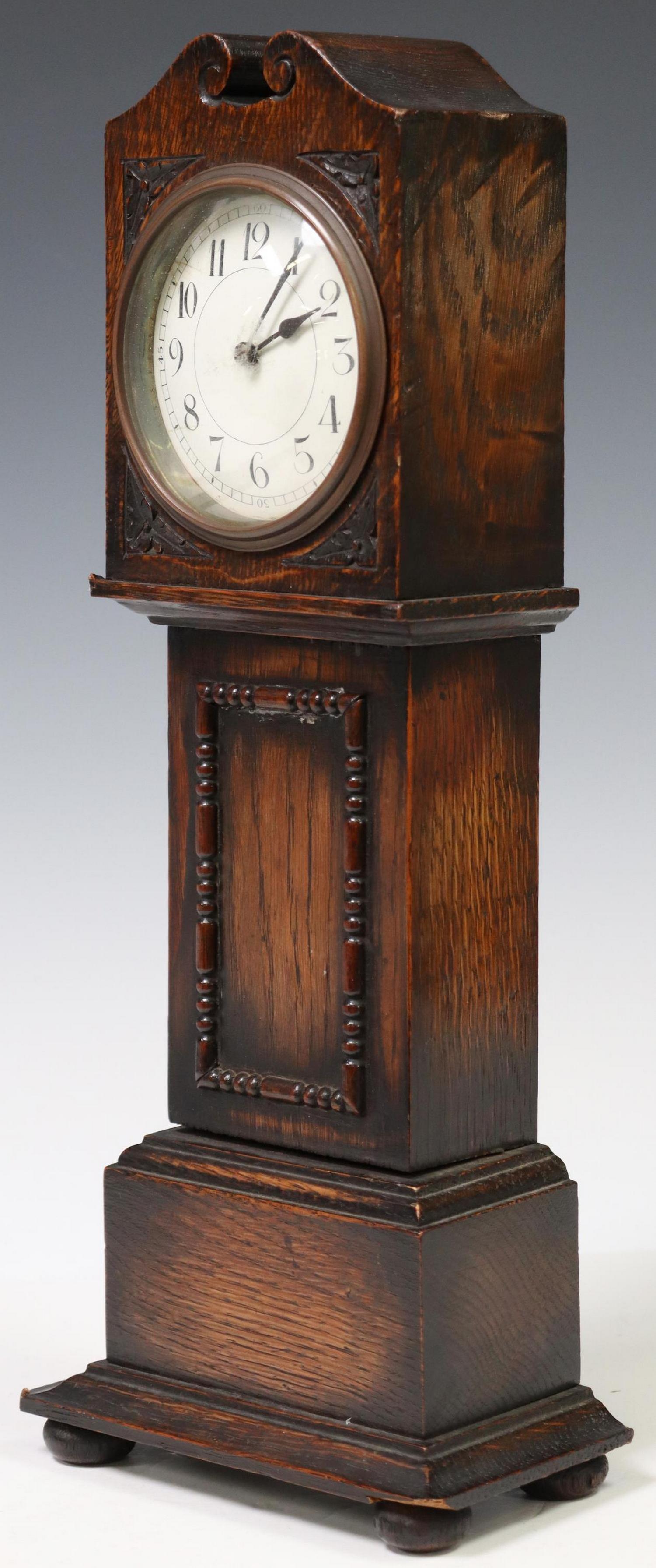 XL REGISTERED ENGLISH MINIATURE OAK LONGCASE CLOCK (1 of 6)