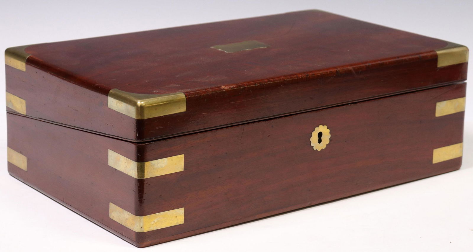 ENGLISH BRASS-MOUNTED MAHOGANY TRAVEL DESK (1 of 7)