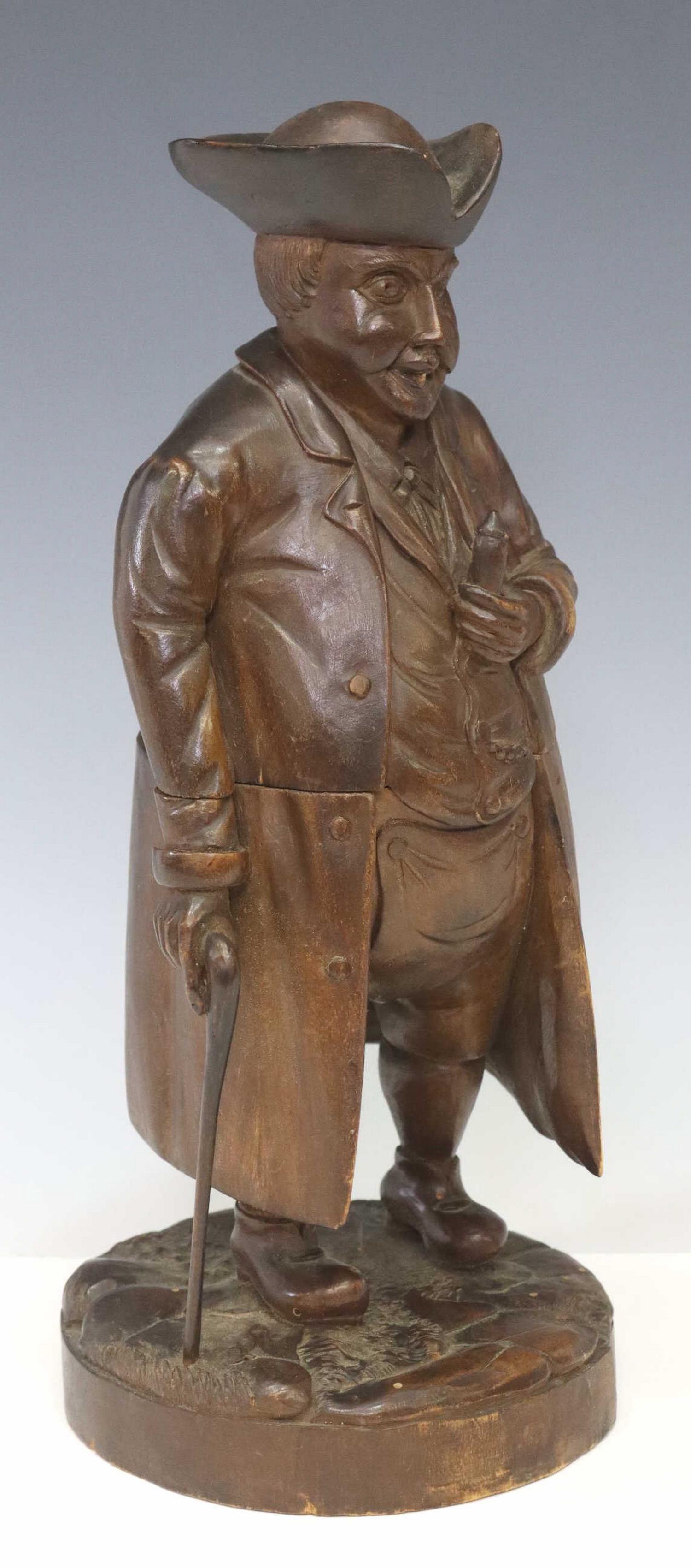 ENGLISH CARVED WALNUT FIGURAL TOBACCO BOX (1 of 6)