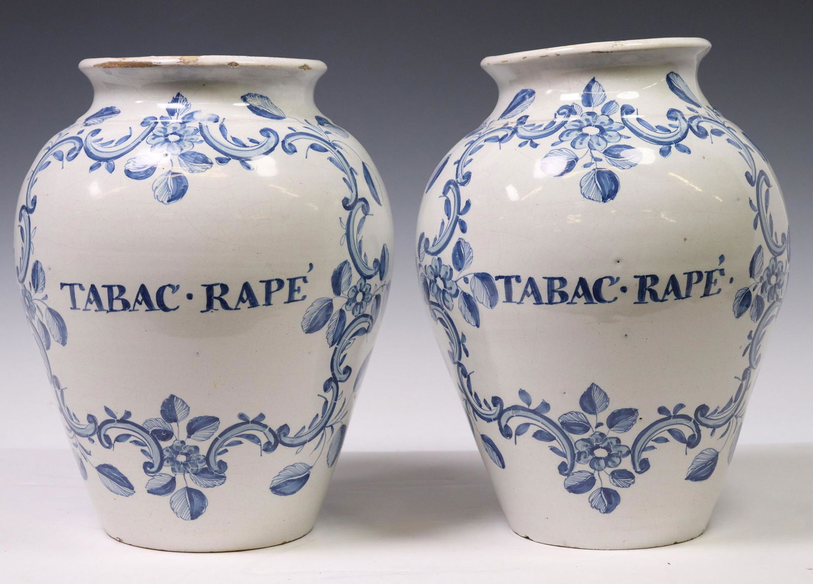 (2) CONTINENTAL BLUE & WHITE TOBACCO JARS (1 of 4)