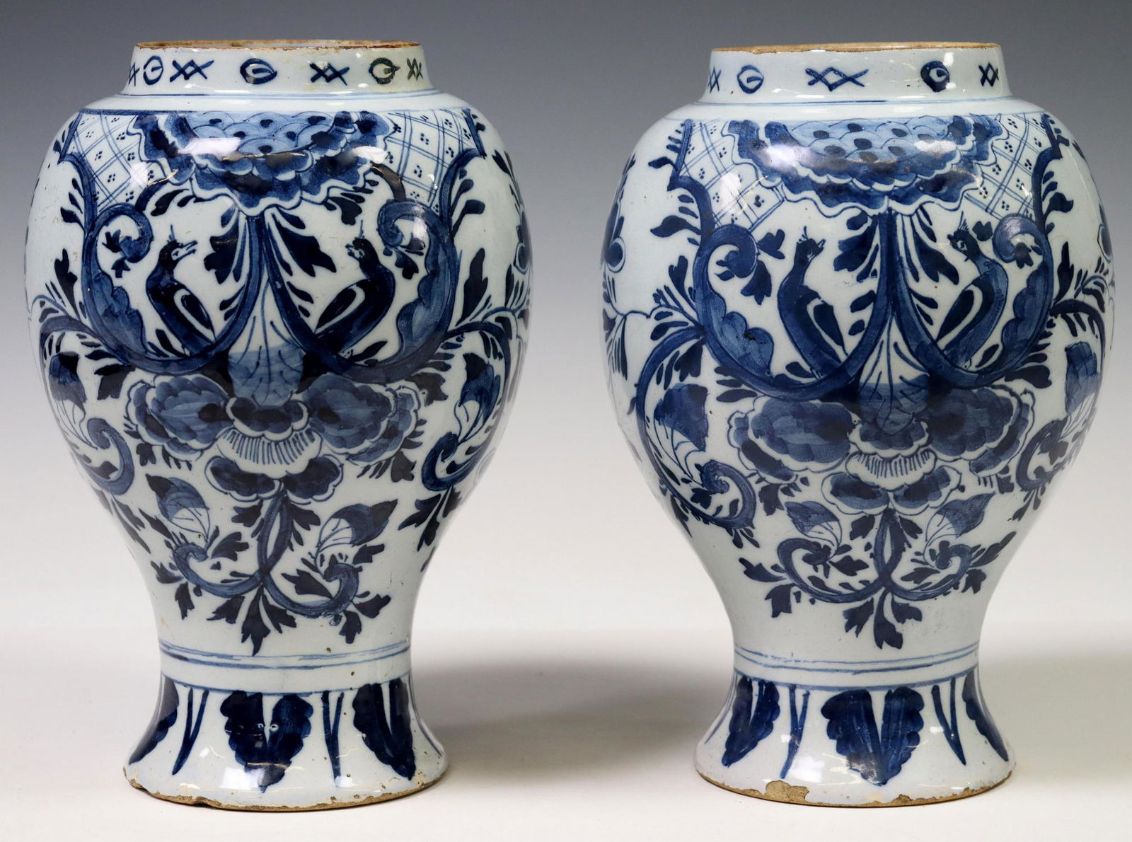2) DELFT BLUE & WHITE TIN-GLAZED EARTHENWARE VASES (1 of 3)
