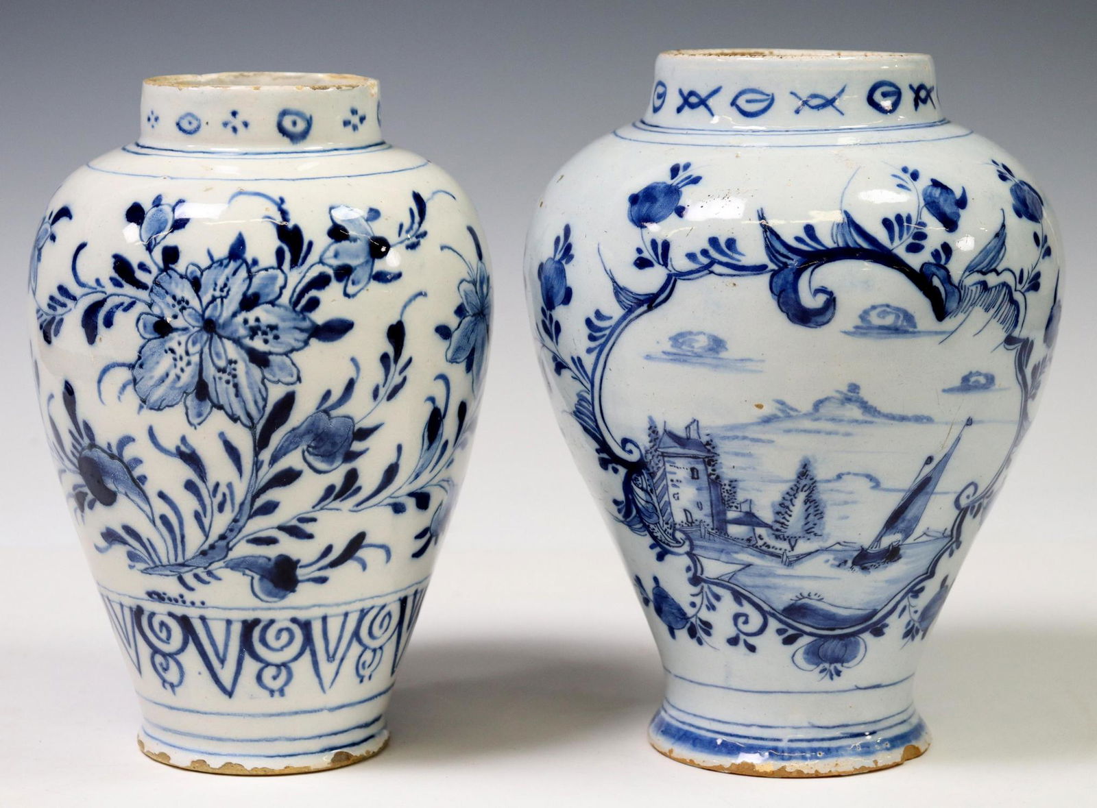 2) DELFT BLUE & WHITE TIN-GLAZED EARTHENWARE VASES (1 of 3)