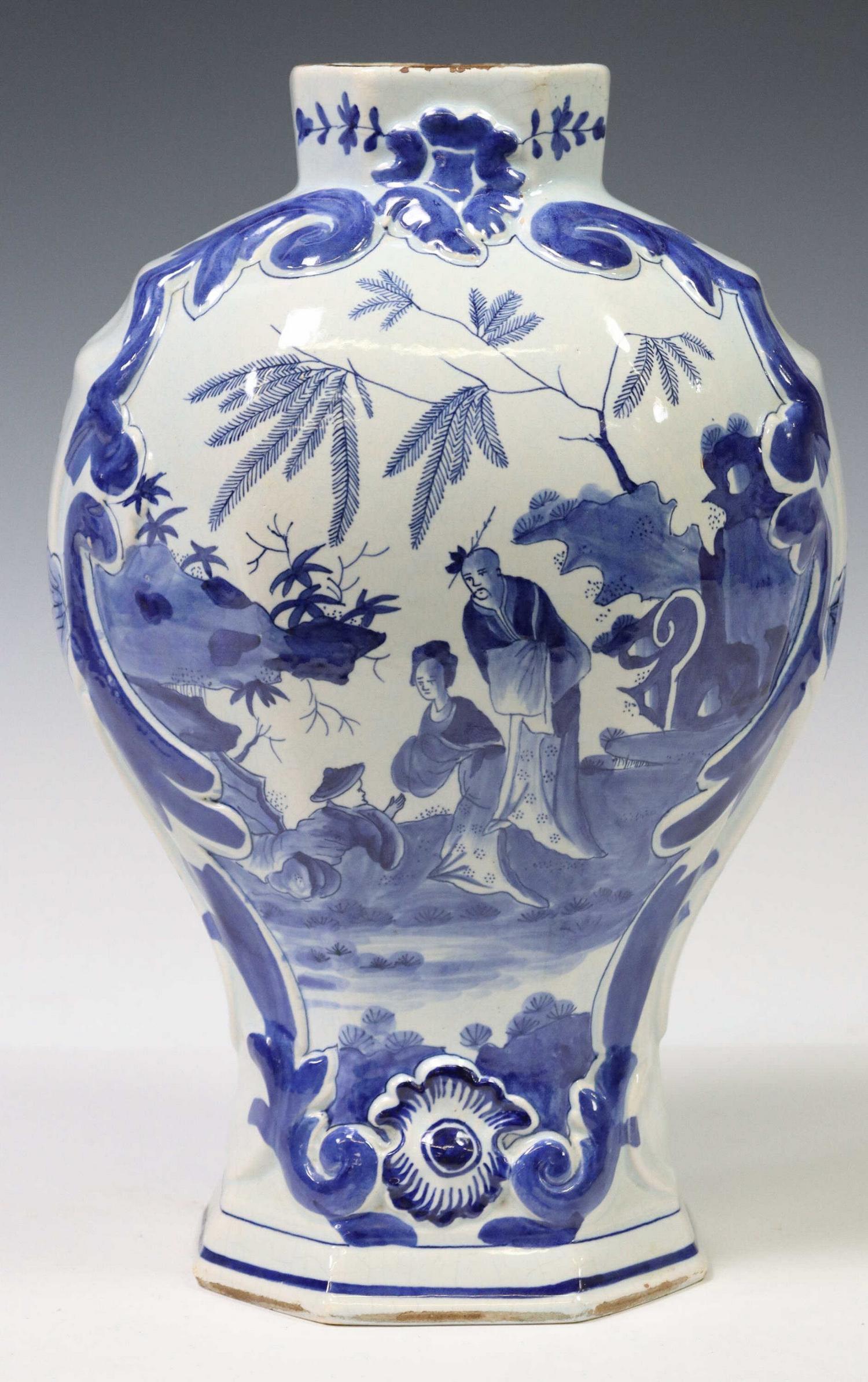 DELFT BLUE & WHITE TIN-GLAZED CHINOISERIE VASE (1 of 4)