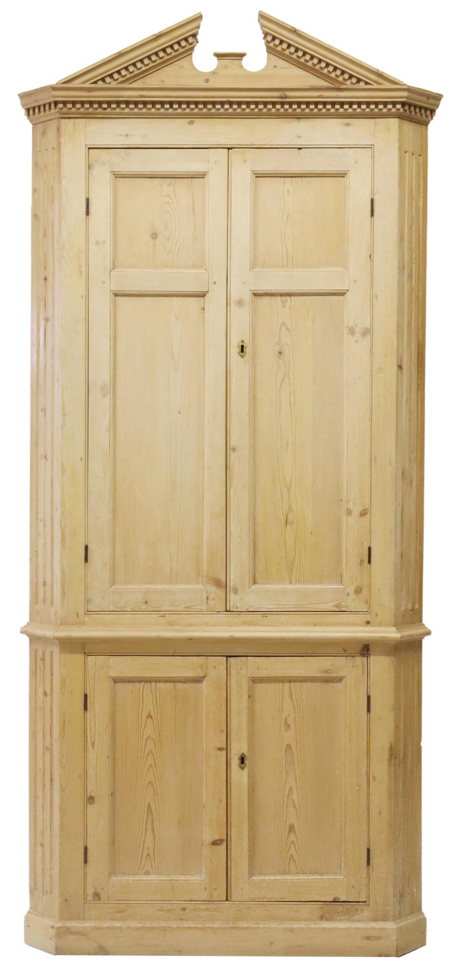 ENGLISH GEORGIAN STYLE PINE CORNER CABINET (1 of 3)