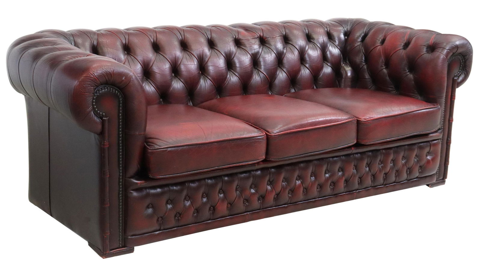 ENGLISH OXBLOOD LEATHER CHESTERFIELD SOFA (1 of 4)
