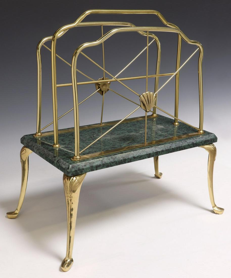 BRASS & MARBLE MAGAZINE STAND (1 of 4)