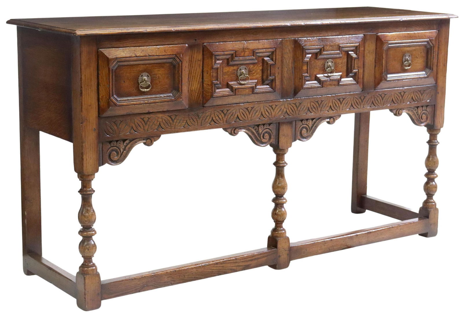 ENGLISH JACOBEAN STYLE CARVED OAK SIDEBOARD (1 of 5)