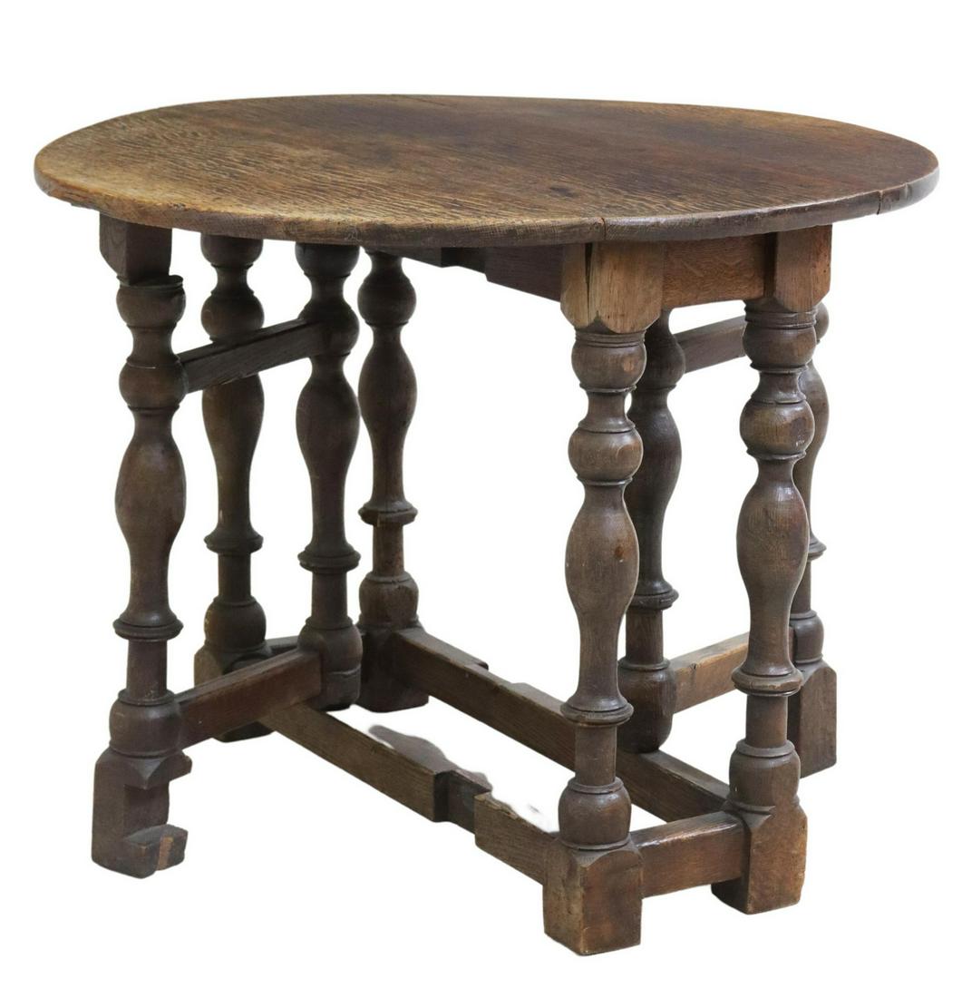 ENGLISH OAK DROP LEAF TABLE, LATE 18TH C. (1 of 5)