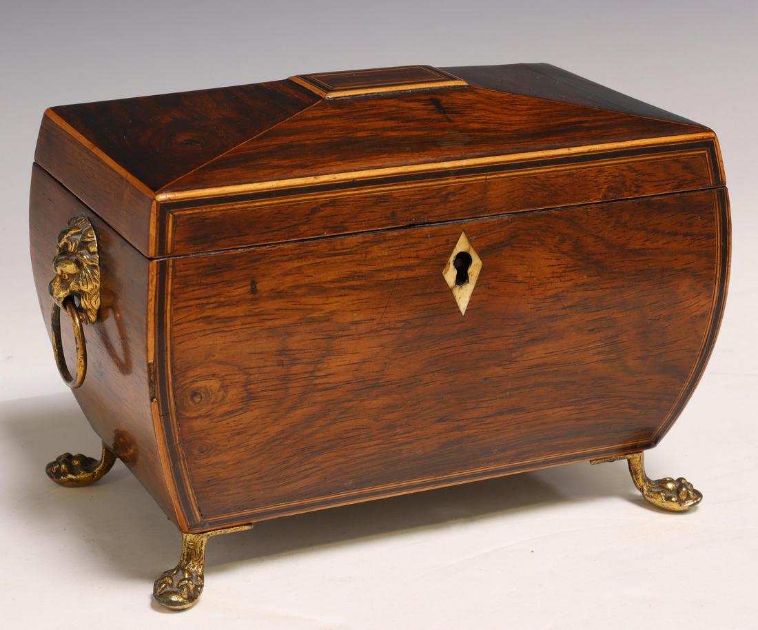 ENGLISH REGENCY PERIOD ROSEWOOD TEA CADDY (1 of 6)