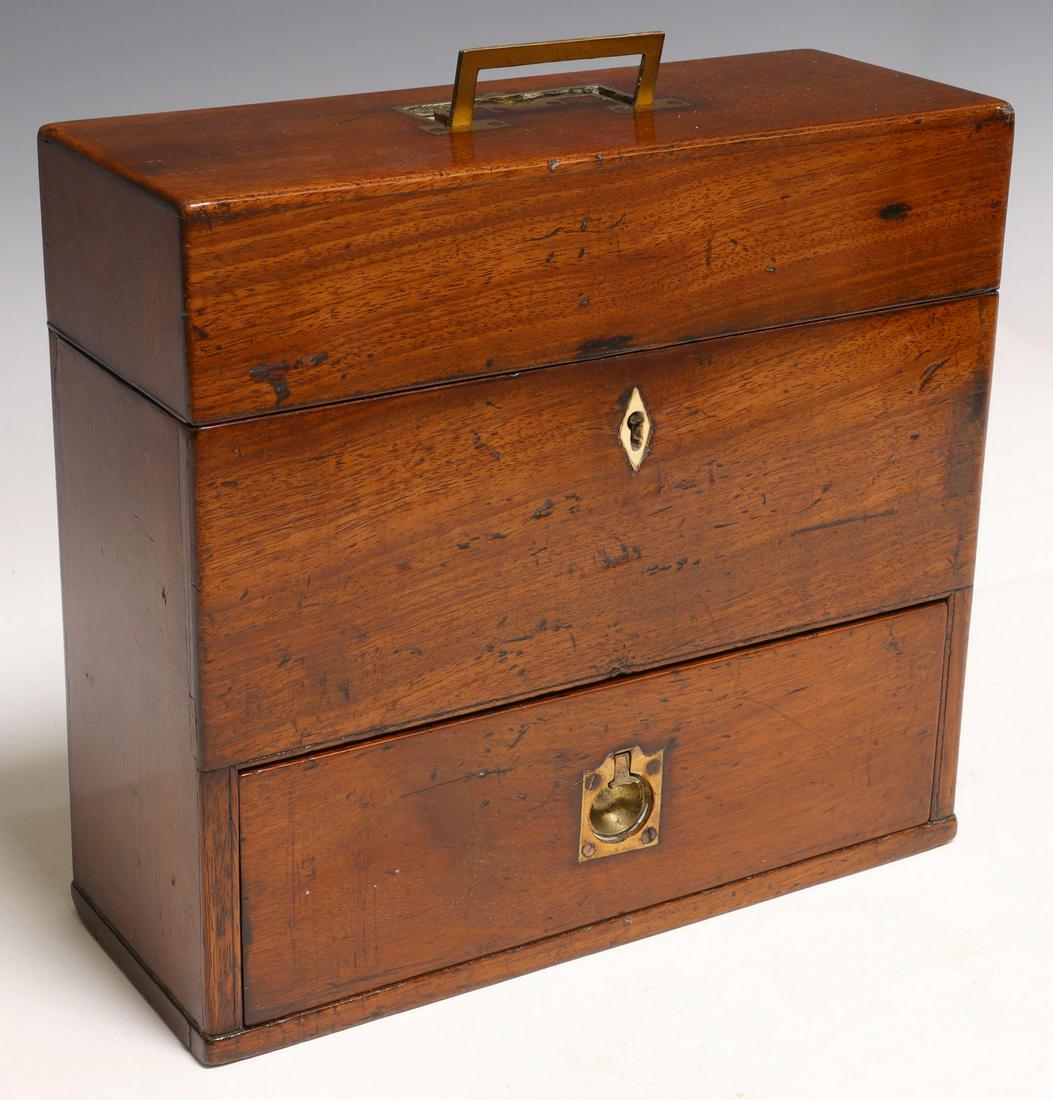 MAHOGANY APOTHECARY BOX WITH GLASS BOTTLES & SCALE (1 of 6)
