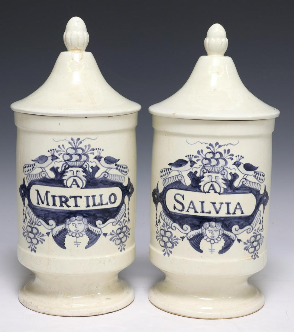 (2) TIN-GLAZED EARTHENWARE APOTHECARY JARS (1 of 3)