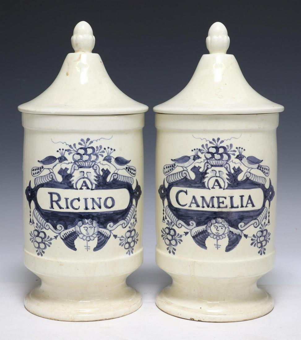 (2) TIN-GLAZED EARTHENWARE APOTHECARY JARS (1 of 3)