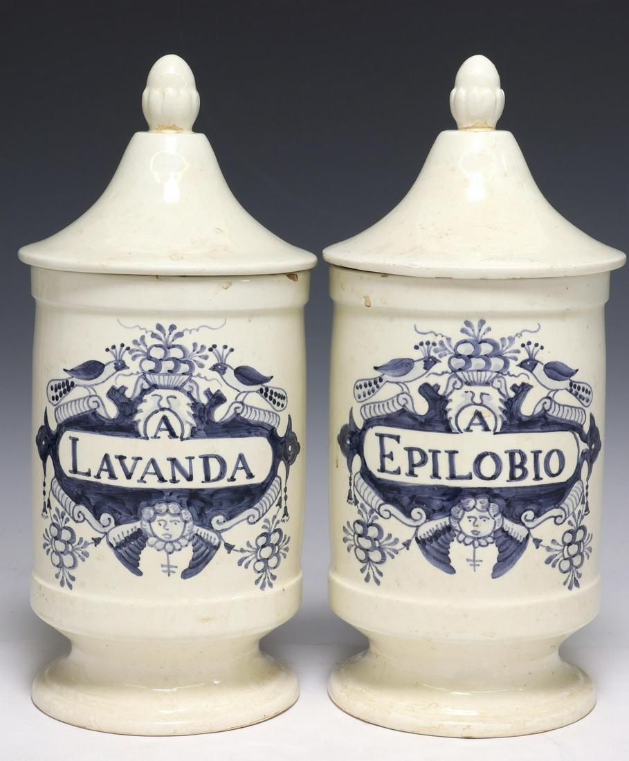 (2) TIN-GLAZED EARTHENWARE APOTHECARY JARS (1 of 3)