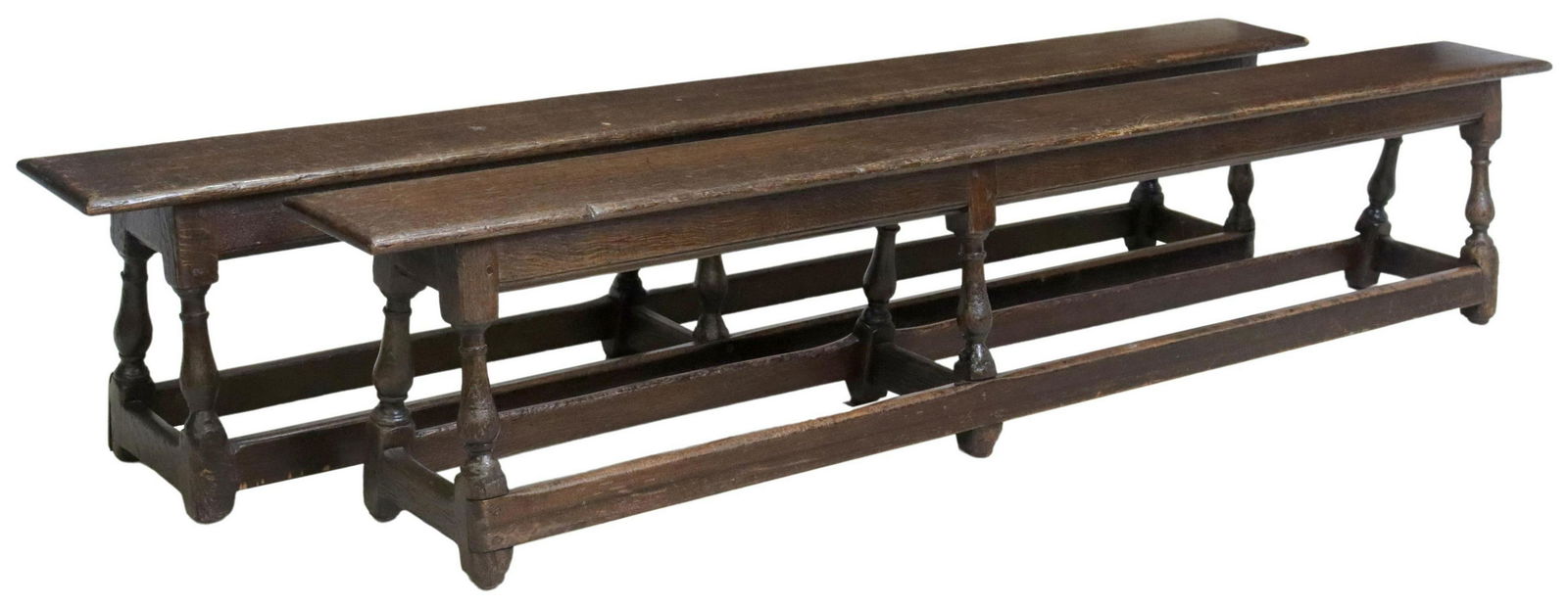 (2) ENGLISH OAK TRESTLE BENCHES, 96"L (1 of 4)