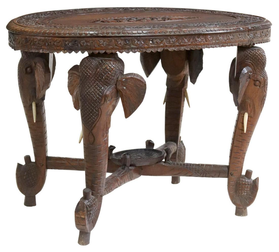 FIGURAL CARVED HARDWOOD OCCASIONAL TABLE, BURMA (1 of 5)