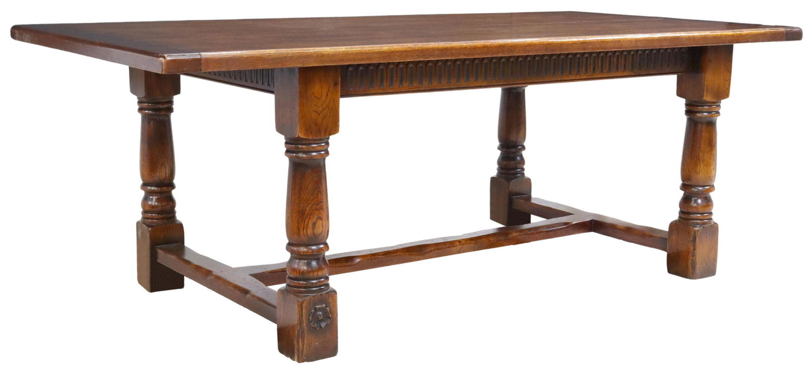 ENGLISH OAK REFECTORY STYLE TABLE, 84"L (1 of 5)