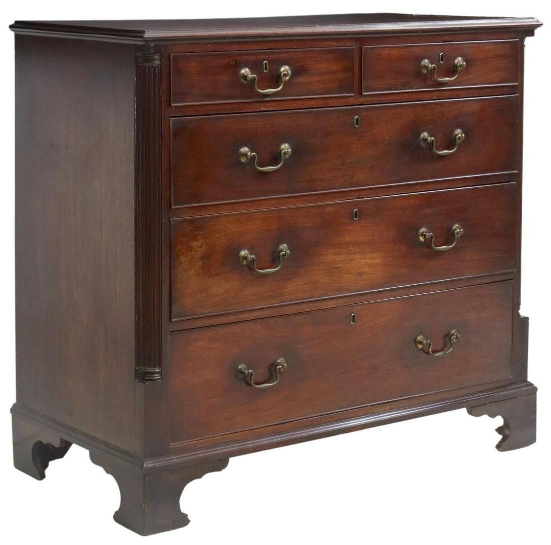 ENGLISH GEORGIAN PERIOD MAHOGANY 5-DRAWER COMMODE (1 of 5)
