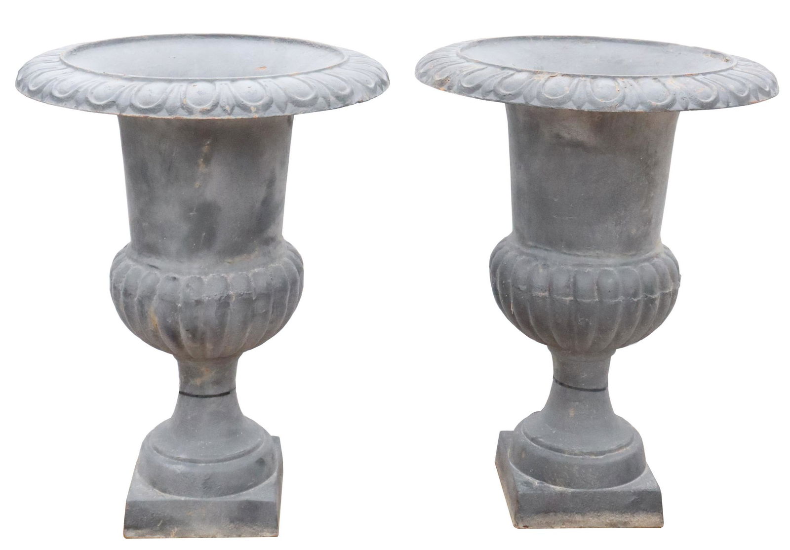 (2) CAST IRON GARDEN CAMPANA-FORM URN PLANTERS (1 of 3)